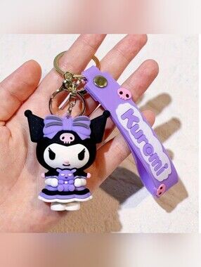 Kuromi Keychain With Wristlet Strap NEW